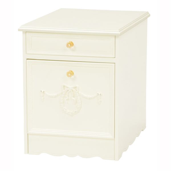 サイドチェスト/リビングチェスト【2段】 木製 幅41.5cm 姫系 RCH-1852WH ホワイト(白)（代引不可）の通販は