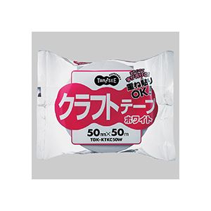 （まとめ） TANOSEE クラフトテープ 重ね貼可能 50mm×50m 白 1巻 【×20セット】（代引不可）