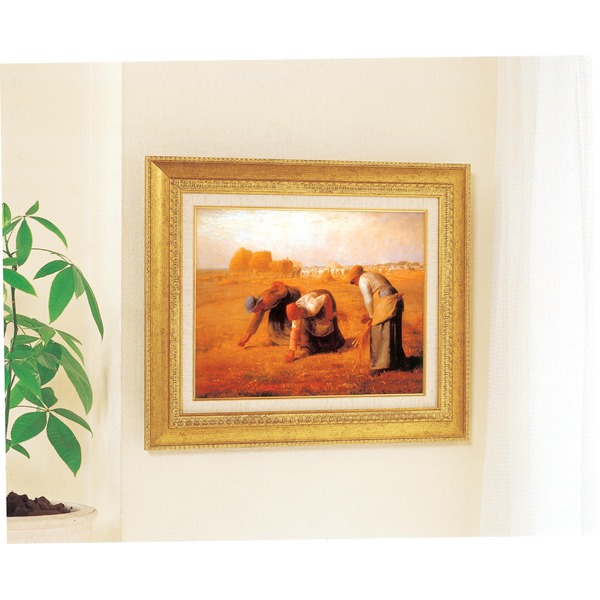 世界の名画】名画額縁 複製画 絵画額 □ ミレー名画額F6金「落穂拾い