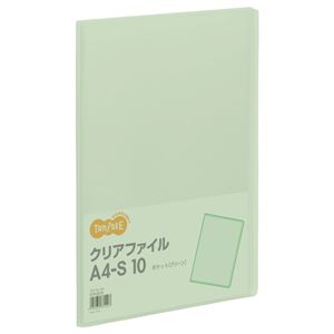 （まとめ） TANOSEE クリアファイル A4タテ 10ポケット 背幅8mm グリーン 1冊 【×50セット】（代引不可）