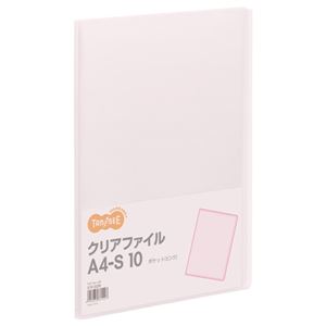 （まとめ） TANOSEE クリアファイル A4タテ 10ポケット 背幅8mm ピンク 1冊 【×50セット】（代引不可）