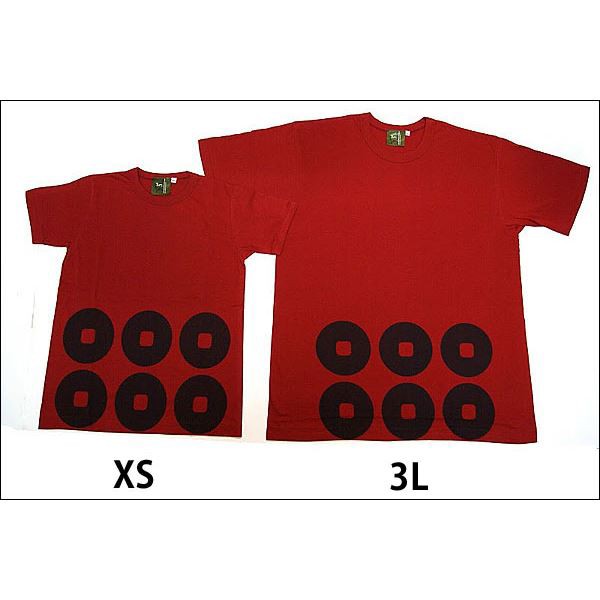戦国武将Tシャツ 【真田幸村 六連銭】 Sサイズ 半袖 綿100% 日本製 ワイン 〔Uネック おもしろ〕（代引不可）の通販は