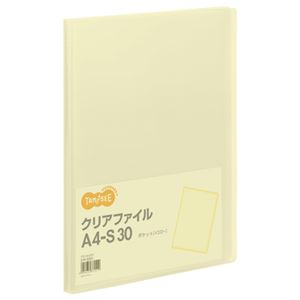 （まとめ） TANOSEE クリアファイル A4タテ 30ポケット 背幅17mm イエロー 1冊 【×30セット】（代引不可）