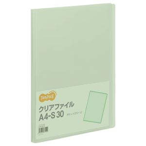 （まとめ） TANOSEE クリアファイル A4タテ 30ポケット 背幅17mm グリーン 1冊 【×30セット】（代引不可）