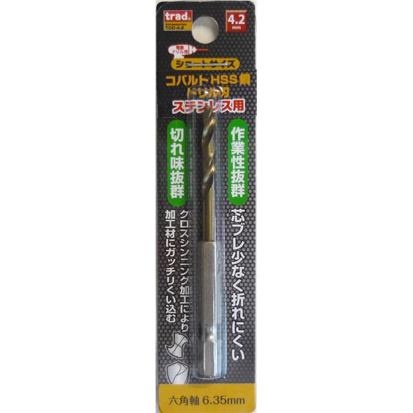 (業務用50個セット) TRAD 六角軸ショートコバルトドリル/先端工具 【ステンレス用】 穴径：4.2mm TCD-4.2 〔DIY/大工道具〕（代引不可）