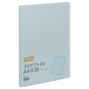 （まとめ） TANOSEE クリアファイル A4タテ 30ポケット 背幅17mm ブルー 1冊 【×30セット】（代引不可）