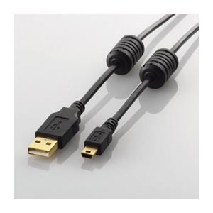 （まとめ）エレコム フェライトコア付きUSB2.0ケーブル U2C-MF30BK【×5セット】（代引不可）