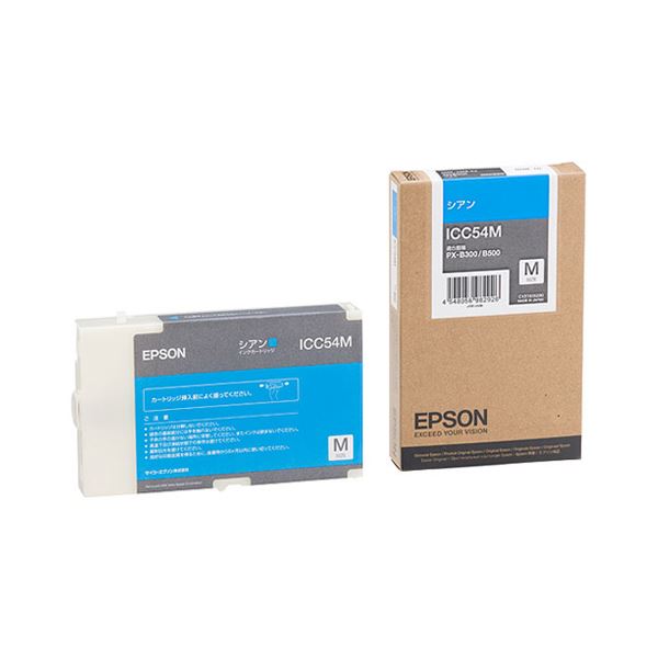 （まとめ） エプソン EPSON インクカートリッジ シアン Mサイズ ICC54M 1個 【×3セット】（代引不可）
