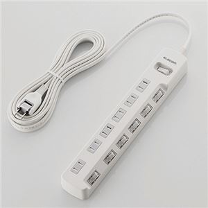 （まとめ） エレコム 一括＆個別スイッチ付 雷ガードタップ 2P・6個口 ホワイト 5.0m T-K8A-2650WH 1個 【×2セット】（代引不可）