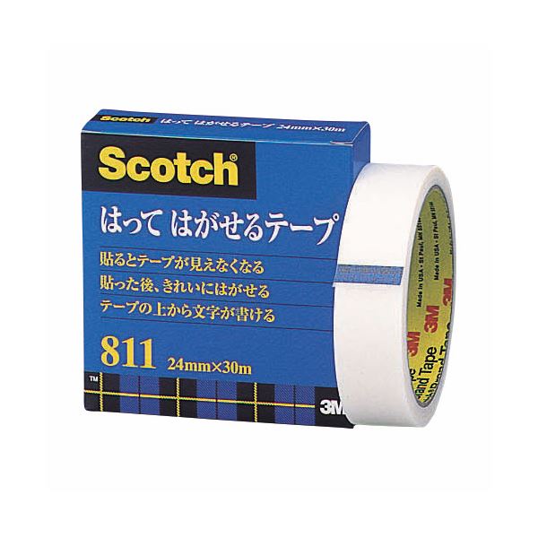 （まとめ） 3M スコッチ はってはがせるテープ 811 大巻 24mm×30m 紙箱入 カット金具付 811-3-24 1巻 【×5セット】（代引不可）の通販は 5,572円
