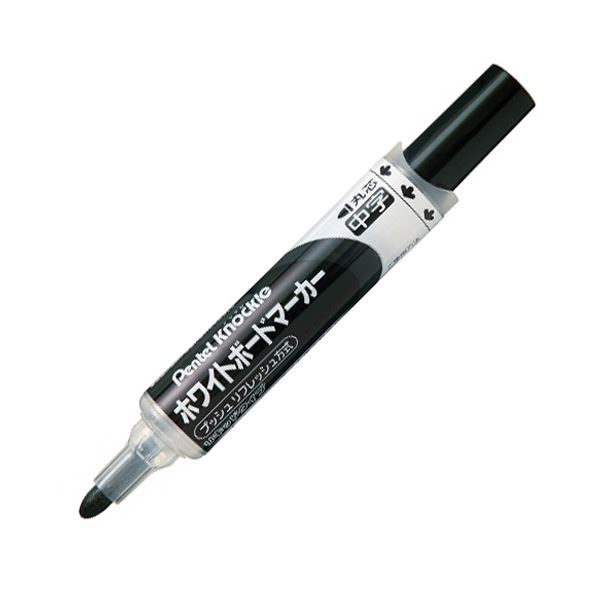 (まとめ) ぺんてる ホワイトボードマーカー ノックル 太字平芯 黒 EMWL6W-A 1本 〔×30セット〕 まとめ) ぺんてる ノック式ハンディ ホワイトボードマーカー 太字平芯