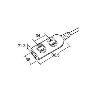 （まとめ） サンワサプライ タップ 2P・3個口 1.0m TAP-3W1N 1セット（5個） 【×2セット】（代引不可）_1