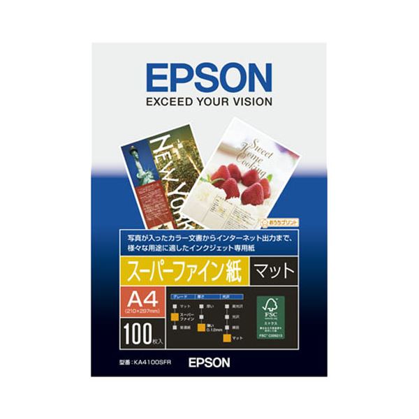 （まとめ） エプソン EPSON スーパーファイン紙 A4 KA4100SFR 1冊（100枚） 【×5セット】（代引不可）