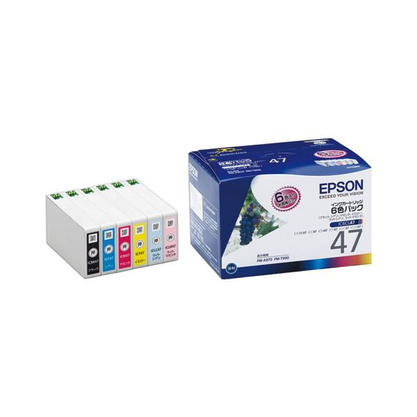 （まとめ） エプソン EPSON インクカートリッジ 6色パック IC6CL47 1箱（6個：各色1個） 【×3セット】（代引不可）