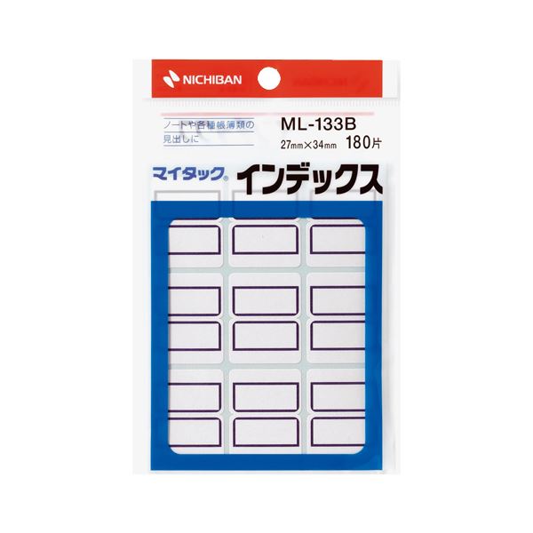 （まとめ） ニチバン マイタック インデックス 紙ラベル 大 27×34mm 青枠 ML-133B 1パック（180片：9片×20シート） 【×30セット】（代引不可）