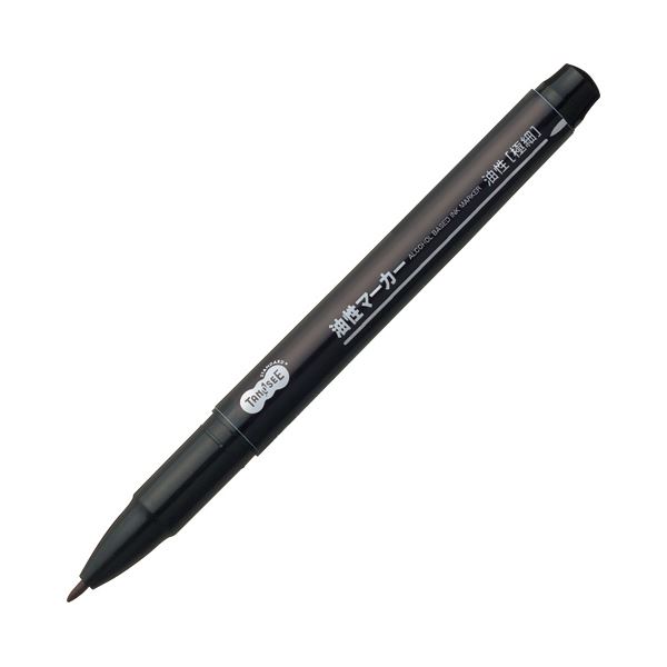 （まとめ） TANOSEE キャップ式油性マーカー シングル 極細 黒 1セット（50本） 【×4セット】（代引不可）