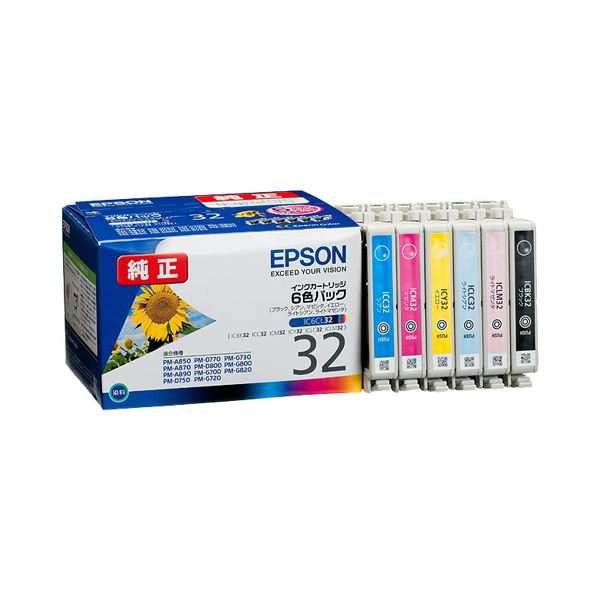 （まとめ） エプソン EPSON インクカートリッジ 6色パック IC6CL32 1箱（6個：各色1個） 【×3セット】（代引不可）