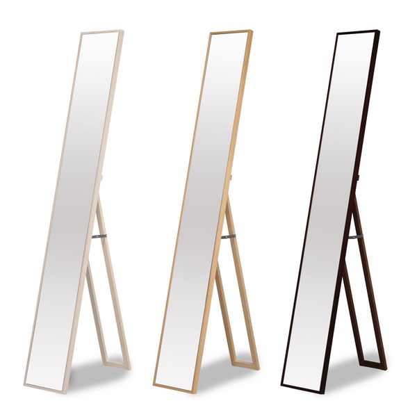 細枠スタンドミラー(22) (ナチュラル) 幅22×奥行38~51.5×高さ153cm