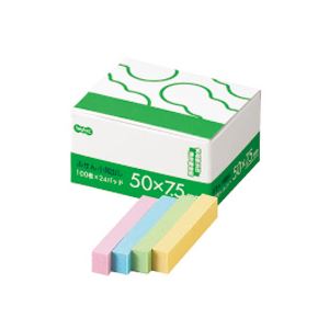 （まとめ） TANOSEE ふせん 小見出し 50×7.5mm 4色 1パック（24冊） 【×10セット】（代引不可）