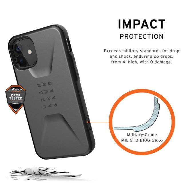 【日本正規代理店品】 URBAN ARMOR GEAR iPhone 12 mini 5.4 2020対応耐衝撃ケース CIVILIAN シルバー UAG-IPH20SC-SV【送料無料】