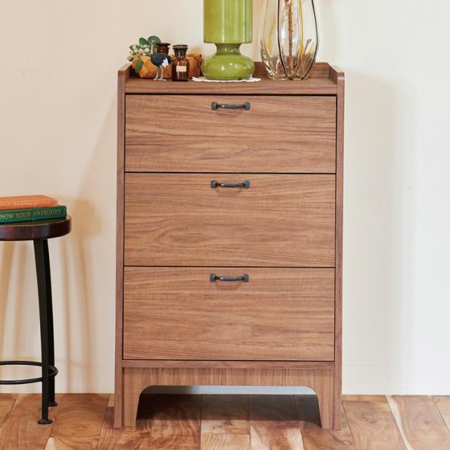 白井産業 アクシアーノ チェスト タンス たんす 引き出し 三段 3段 木製 幅56.3 奥行き36 高さ89.6 スリム おしゃれ 北欧 アンティーク(代引不可)【送料無料】の通販は