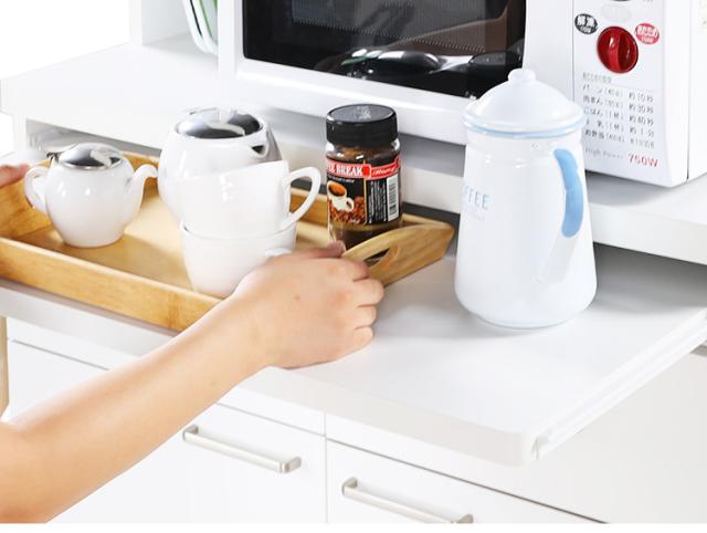 白井産業 モデレオ スライド付き カップボード キッチンボード 食器棚 収納 大容量 ハイタイプ 幅79.7 高さ178 白 ホワイト おしゃれ 北欧 引き出し付き(代引不可)【送料無料】_4