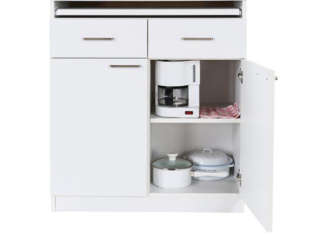 白井産業 モデレオ スライド付き カップボード キッチンボード 食器棚 収納 大容量 ハイタイプ 幅79.7 高さ178 白 ホワイト おしゃれ 北欧 引き出し付き(代引不可)【送料無料】_8