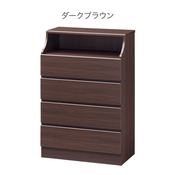 白井産業 チェスカ 四段 チェスト 幅74cm チェスト 引出し 棚付き 飾り棚付き 収納 衣類収納 片付け 組み合わせ 4段 片付け