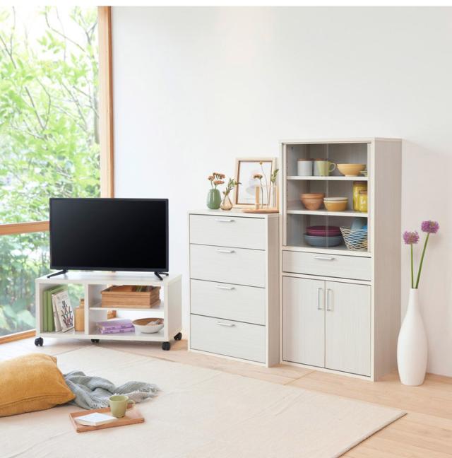 フリーラック 幅84cm 高さ180cm ホワイト 白木目 本棚 シェルフ 文庫本