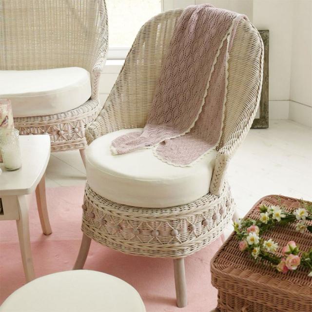 フィオーレ パーソナルチェア (ホワイトウォッシュ) 籐家具 イス 椅子 チェア 一人掛け 1人掛け 籐 ラタン クッション(代引不可)【送料無料】の通販は