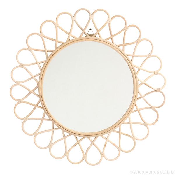 ラタン サンミラー 花型 フラワー型 直径60cm 雑貨 おしゃれ雑貨 小物