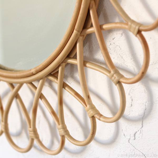 ラタン サンミラー 花型 フラワー型 直径60cm 雑貨 おしゃれ雑貨 小物