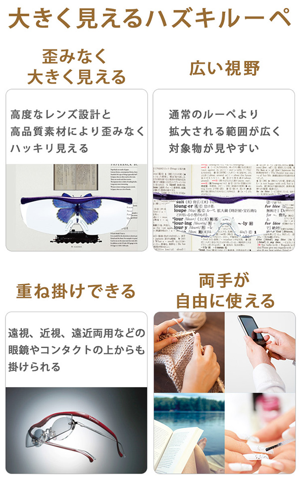 Hazuki ハズキルーペ ラージ カラーレンズ1.6倍 白 ルーペ 製図用具 製図用紙 Hazuki ハズキルーペ ラージ クリアレンズ 1.6倍 ニューパープル