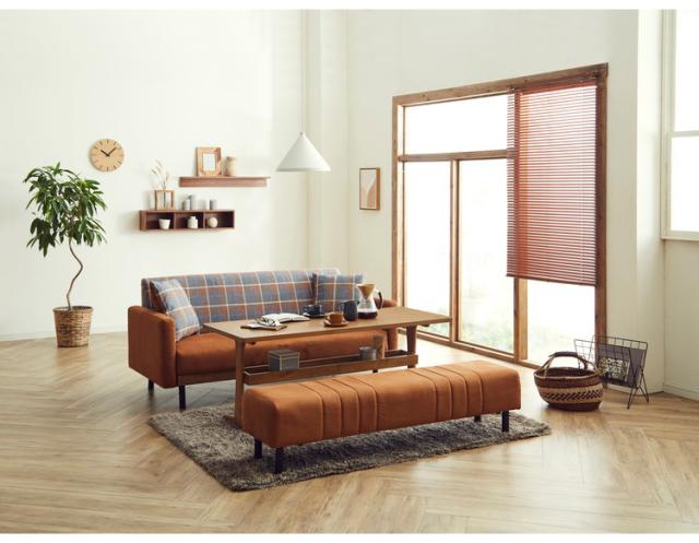 棚付き折れ脚テーブル Luster 80 アンティークブラウン 棚付センター