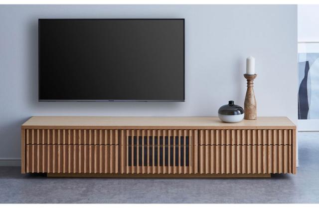 １日、２日限定セール　古い縦格子の引き戸ローボード / テレビ台 和モダン テレビ台 国産 幅200cm 壁掛け ローボード 縦格子 和風 日本 テレビ台