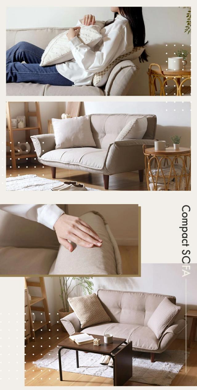 コンパクト カウチソファ ポケットコイル 日本製 14段階リクライニング 脚付 脚なし ローソファ ヘタりにくい ワンルーム 一人暮らし 1人暮らし ごろ寝 昼寝 リビング 広々座面 ソファ ソフ