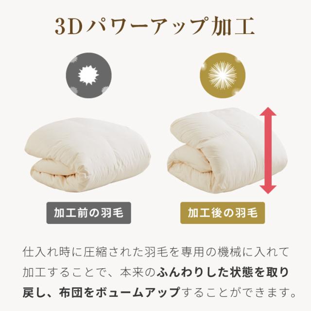 日本製 羽毛布団 セミダブルロング 170×210cm ホワイトダックダウン90% CILシルバーラベル 充填量1.2kg 立体キルト 抗菌 アレルGプラス&2倍洗浄 350dp以上 かさ高145mm以上 掛け布団 国産_8