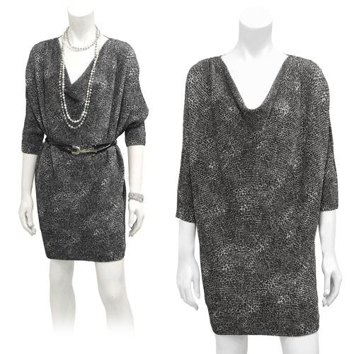 超美品 Specchio スペッチオ シャトルプリーツ グレー ブラック ヒョウ柄プリント ドレードプネック チュニック ワンピース 3 31号対応 フォ ランキング１位受賞 Carlavista Com