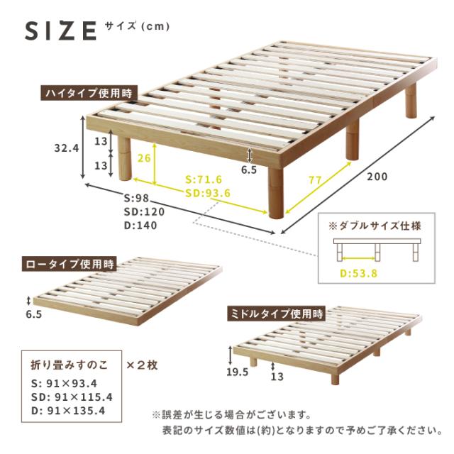 Nana2 ナナ2 パイン材 すのこベッド ベッド すのこ ベッド シングル 幅98cm 長さ200cm 天然木 ナチュラル 北欧(代引不可)【送料無料】_5