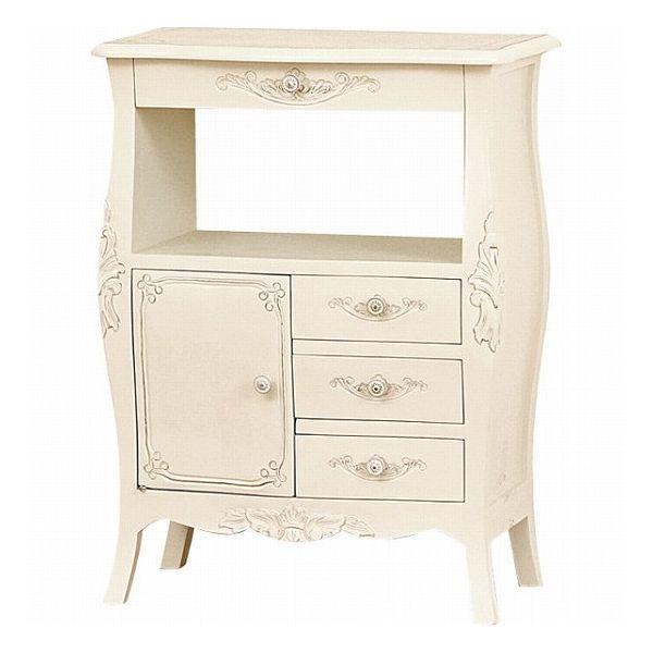 桐製 FAX台/電話台 【ナチュラル/ホワイト 幅48×奥行32×高さ 桐製 FAX