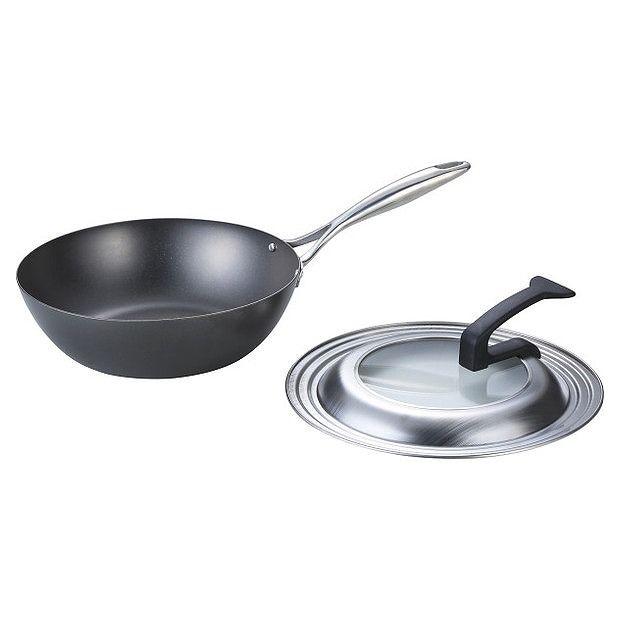 窒化加工 鉄鉄深型フライパン 26cm フタ付(代引不可)【送料無料】の通販は