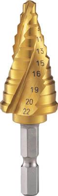 TRUSCO 六角軸ステップドリル 3枚刃チタンコーティング 5~22mm【3S-NMS-22G】(穴あけ工具・ステップドリル)【送料無料】