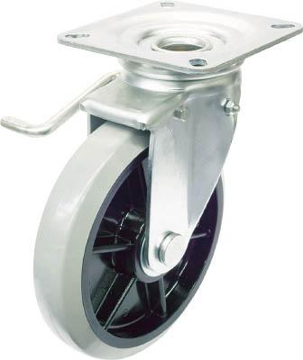 ユーエイ 産業用キャスター左Ｓ付自在車 150径ナイロンホイルウレタン車輪【GUJB-150(L)】(キャスター・プレート式ウレタン車)