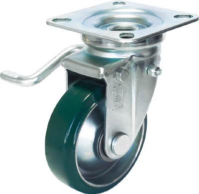 ユーエイ 産業用キャスターダブルＳ（左）付自在車 130径ウレタン車輪【UWJB-130(L)Y】(キャスター・プレート式ウレタン車)【送料無料】