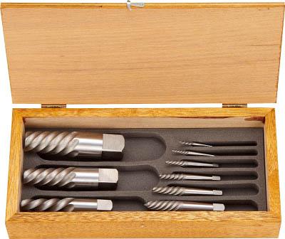 ＴＲＵＳＣＯ エキストラクターセット ラセン型 9本組 木箱入【EXS-1825】(ねじ切り工具・タップ除去工具)【送料無料】