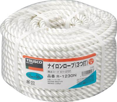 TRUSCO ナイロンロープ 3つ打 線径12mmX長さ30m【R-1230N