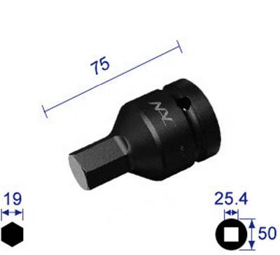 ナック ヘキサゴンレンチソケット 差込角25．4ｘ対辺19ｍｍ【819C】(レンチ・スパナ・プーラ・インパクト用ヘキサゴンソケット)