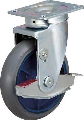 イノアック 低始動抵抗Ｗストッパー・旋回金具付Φ150グレー シャフトΦ20【LR-150WJS-GR-20】(キャスター・プレート式ゴム車)