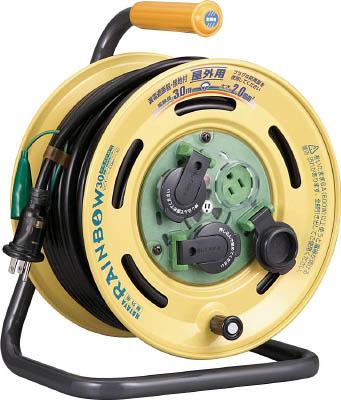 ハタヤ レインボーリールブレーカー付 30ｍ アース付【BE-30K】(コードリール・延長コード・コードリール防雨型)【送料無料】