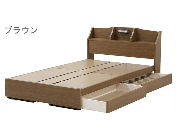 ベッド ダブル ダブルサイズ新型超体圧分散ポケットコイルマットレス コンセント付き 引き出し付き 収納 K321(代引不可)【送料無料】_3